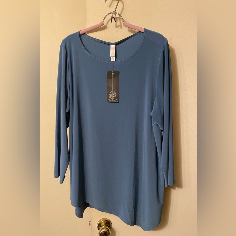 NWT Marla Wynne soft flowy asymmetrical tunic. Lovely teal color. 3x
